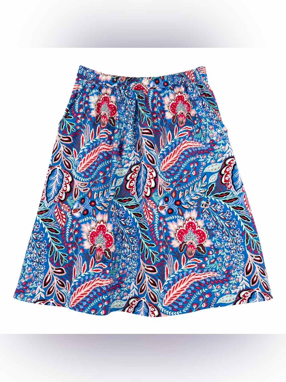 Talbots Blue Multi Floral Paisley Midi Skirt